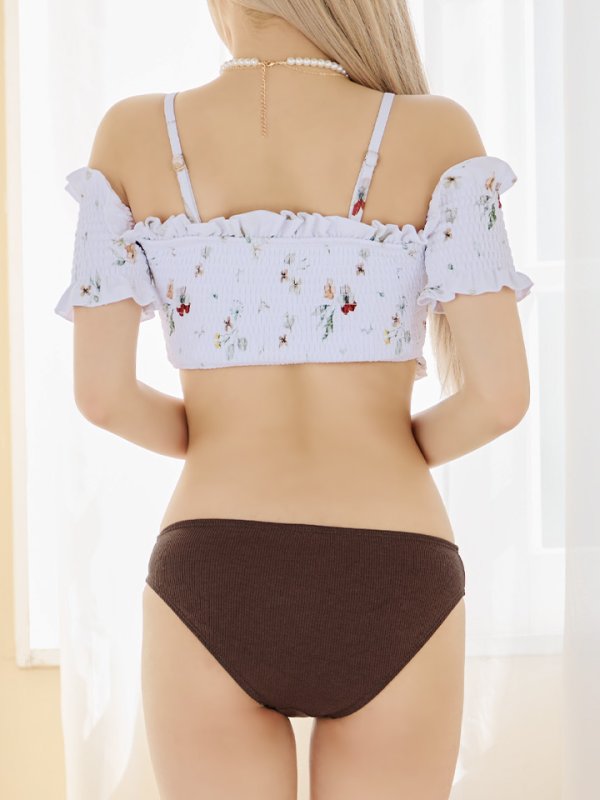 画像12: 【即日発送】【水着セール】【ビキニ】【水着】オフショルビキニ /花柄/シャーリング/ニット/2点セット[YMT]