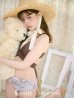 画像1: 【ビキニ】【水着】リーフ柄バッククロスリボンビキニ/ハイウエスト[YMT] (1)