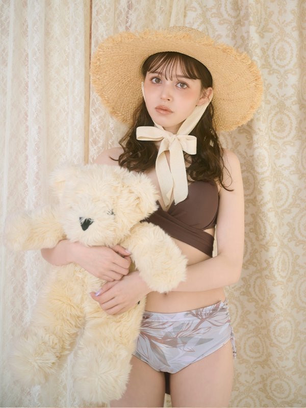 画像7: 【即日発送】【水着セール】【ビキニ】【水着】リーフ柄バッククロスリボンビキニ/ハイウエスト[YMT]