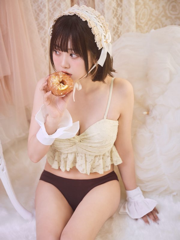 画像5: 【即日発送】【ビキニ】【水着】フリルレースビキニ /ベアトップ/ペプラム/2点セット[YMT]