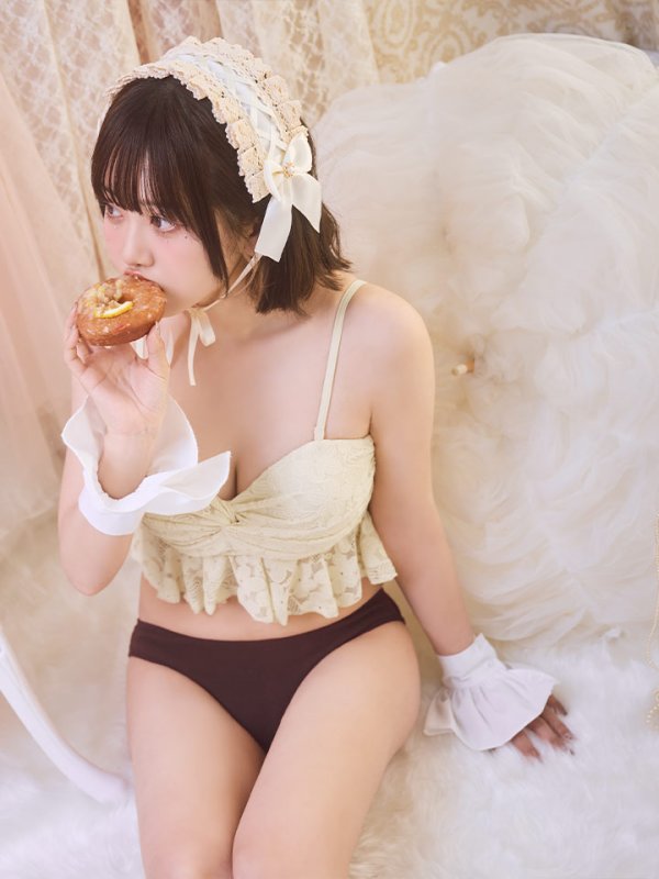 画像7: 【即日発送】【ビキニ】【水着】フリルレースビキニ /ベアトップ/ペプラム/2点セット[YMT]