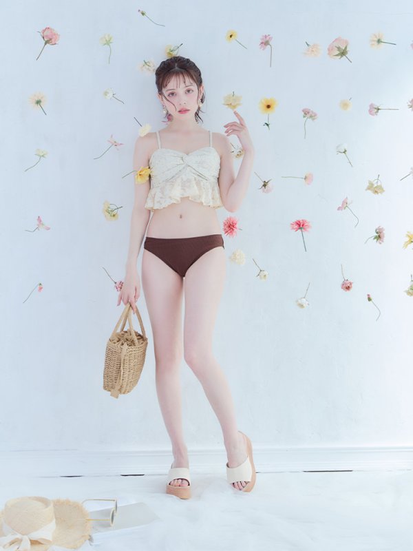 画像17: 【即日発送】【ビキニ】【水着】フリルレースビキニ /ベアトップ/ペプラム/2点セット[YMT]