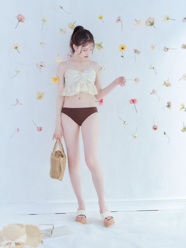 画像18: 【即日発送】【ビキニ】【水着】フリルレースビキニ /ベアトップ/ペプラム/2点セット[YMT]