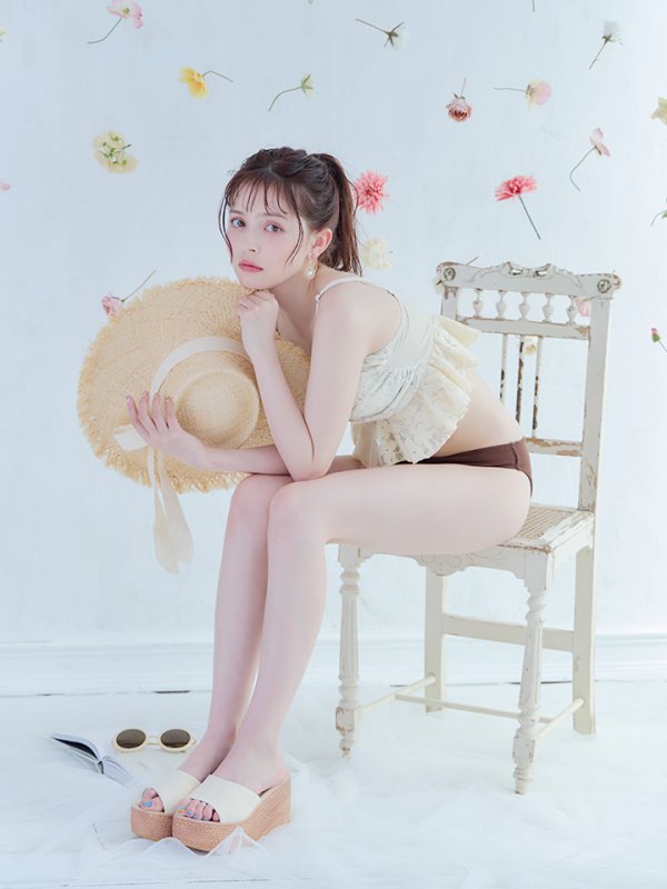 画像23: 【即日発送】【ビキニ】【水着】フリルレースビキニ /ベアトップ/ペプラム/2点セット[YMT]