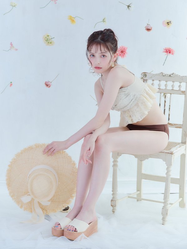 画像24: 【即日発送】【ビキニ】【水着】フリルレースビキニ /ベアトップ/ペプラム/2点セット[YMT]