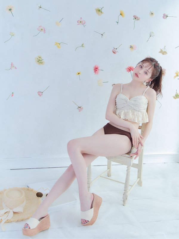 画像26: 【即日発送】【ビキニ】【水着】フリルレースビキニ /ベアトップ/ペプラム/2点セット[YMT]