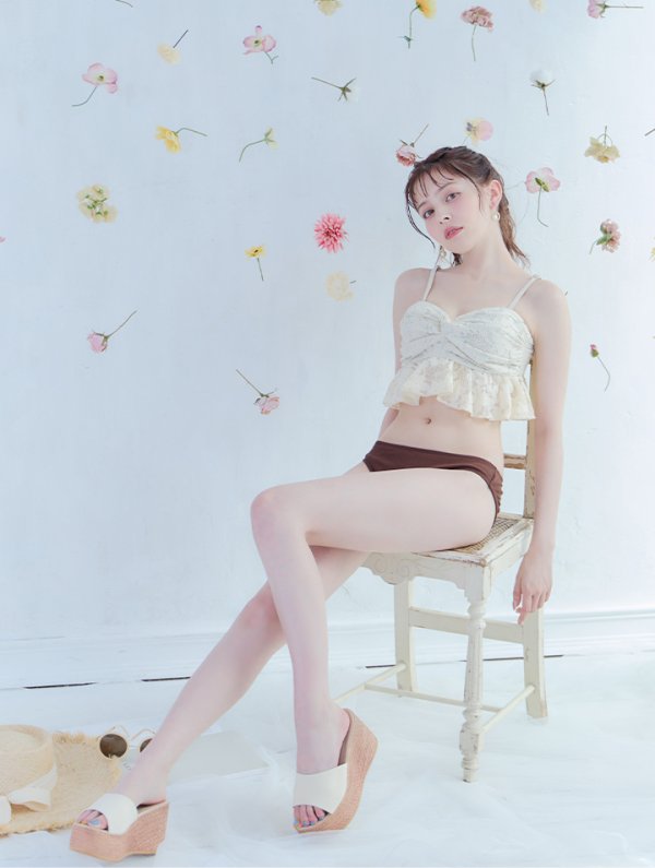 画像27: 【即日発送】【ビキニ】【水着】フリルレースビキニ /ベアトップ/ペプラム/2点セット[YMT]