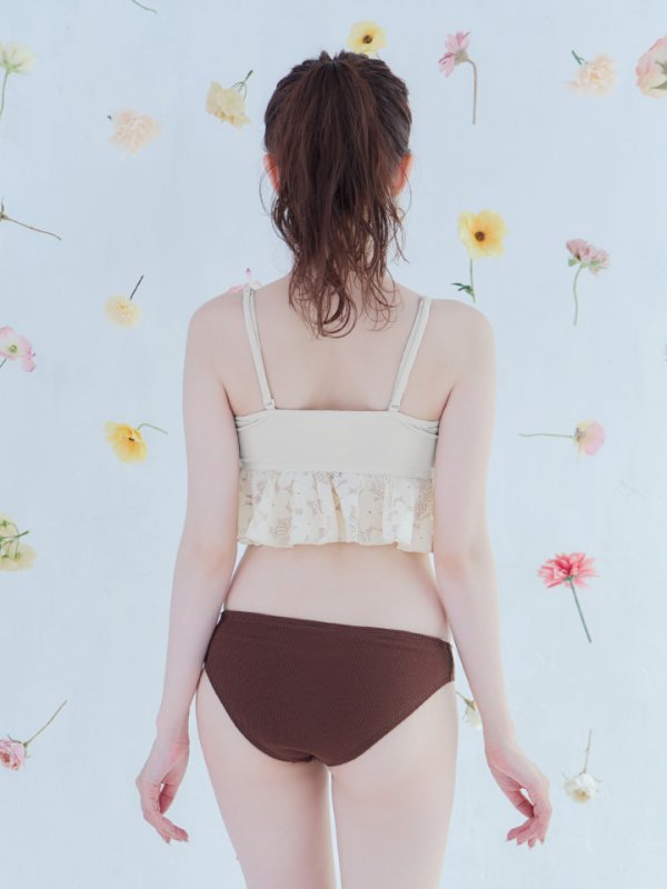 画像12: 【即日発送】【ビキニ】【水着】フリルレースビキニ /ベアトップ/ペプラム/2点セット[YMT]