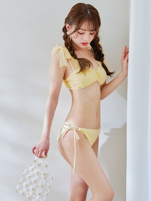 画像24: 【即日発送】【ビキニ】【水着】チュールリボン バストアップ ビキニ 2点セット[YMT]