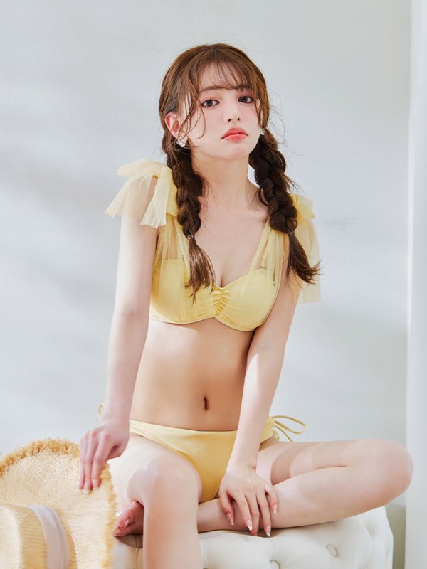 画像16: 【即日発送】【ビキニ】【水着】チュールリボン バストアップ ビキニ 2点セット[YMT]