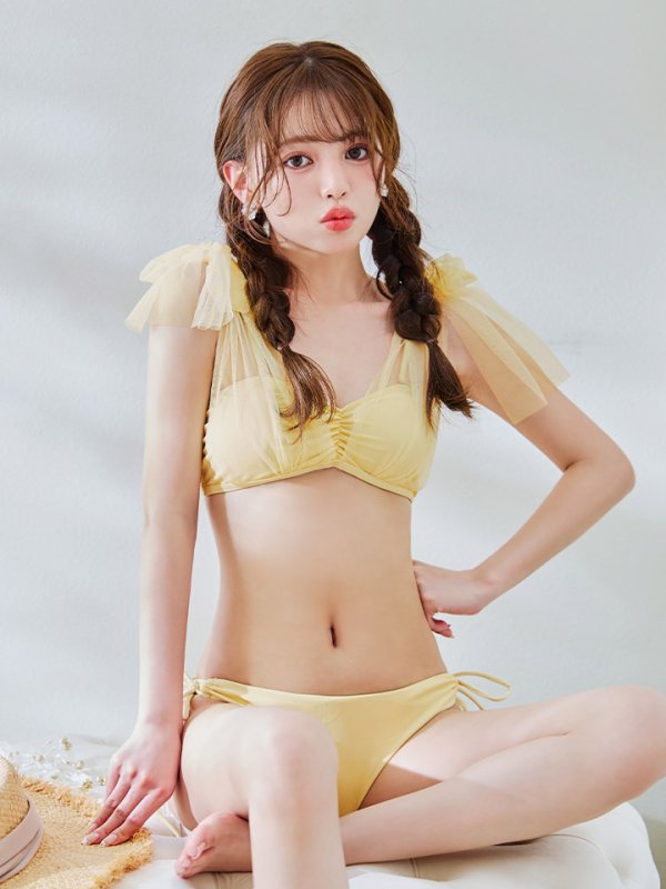 画像19: 【即日発送】【ビキニ】【水着】チュールリボン バストアップ ビキニ 2点セット[YMT]