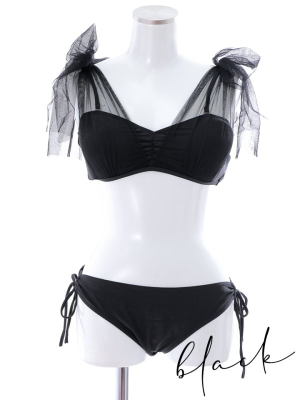 画像43: 【即日発送】【ビキニ】【水着】チュールリボン バストアップ ビキニ 2点セット[YMT]