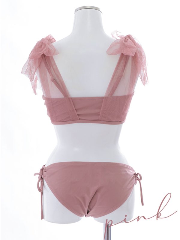 画像46: 【即日発送】【ビキニ】【水着】チュールリボン バストアップ ビキニ 2点セット[YMT]