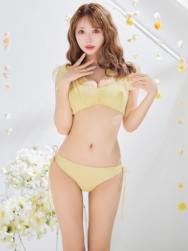画像5: 【即日発送】【ビキニ】【水着】チュールリボン バストアップ ビキニ 2点セット[YMT]