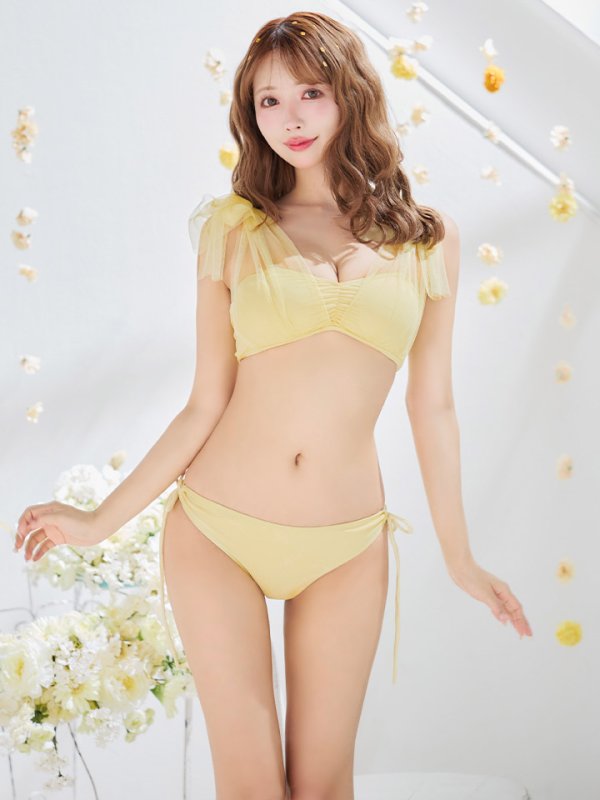 画像6: 【即日発送】【ビキニ】【水着】チュールリボン バストアップ ビキニ 2点セット[YMT]