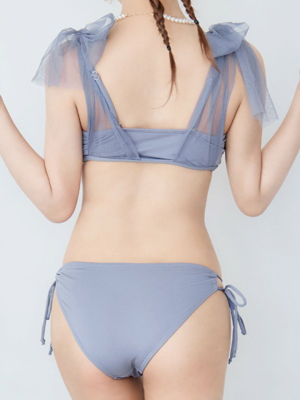 画像32: 【即日発送】【ビキニ】【水着】チュールリボン バストアップ ビキニ 2点セット[YMT]