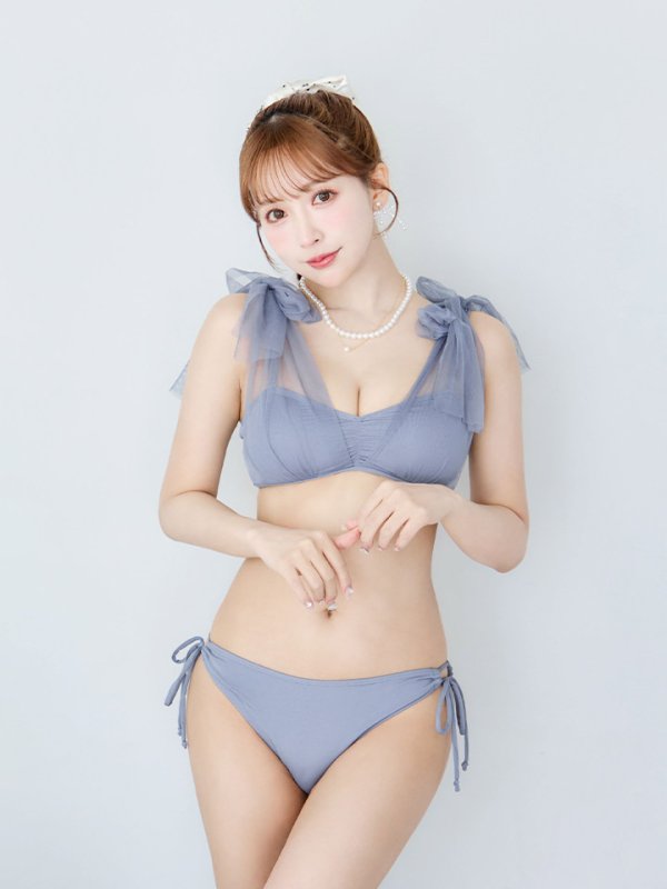 画像15: 【即日発送】【ビキニ】【水着】チュールリボン バストアップ ビキニ 2点セット[YMT]