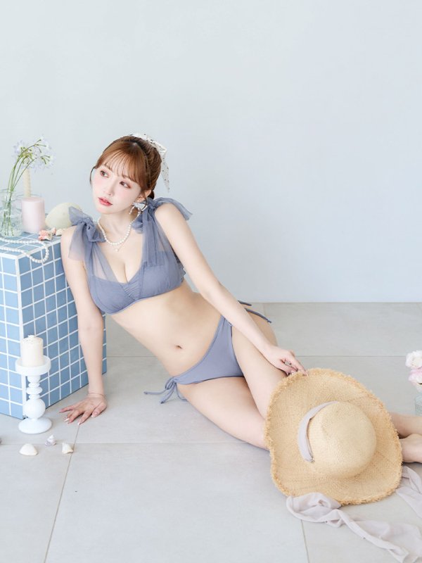 画像17: 【即日発送】【ビキニ】【水着】チュールリボン バストアップ ビキニ 2点セット[YMT]