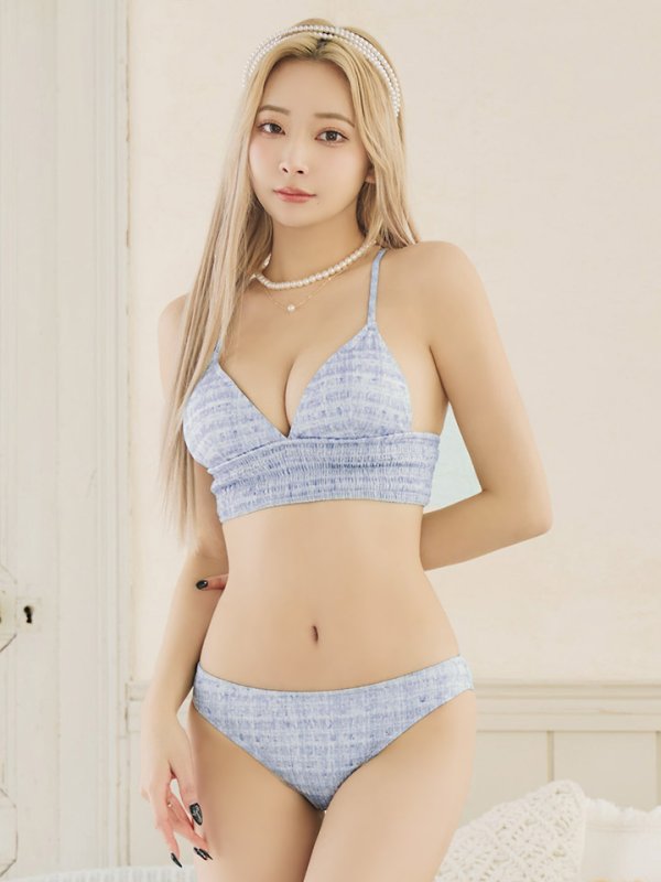 画像3: 【即日発送】【水着セール】【ビキニ】【水着】 ツイードプリント トライアングル ビキニ 2点セット[YMT]