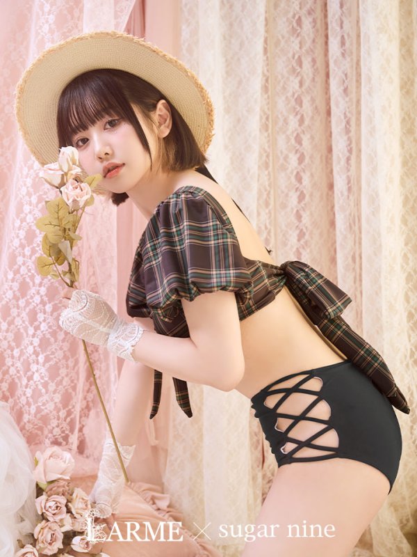 画像1: 【ビキニ】【水着】パフスリーブ2wayビキニ[M214-SW-23PY][HC03]