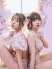 画像10: 【ビキニ】【水着】パフスリーブ 2way ツイードプリント ビキニ 2点セット[YMT]