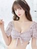 画像12: 【ビキニ】【水着】パフスリーブ 2way ツイードプリント ビキニ 2点セット[YMT]