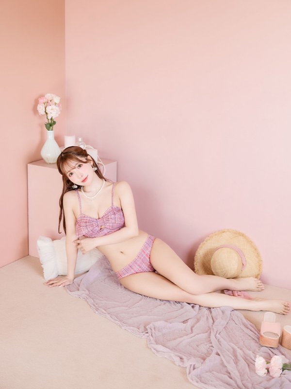 画像11: 【即日発送】【ビキニ】【水着】2WAYツイード柄ビッグリボンビキニ 2点セット[YMT]