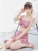 【予約商品/6月下旬発送予定】【ビキニ】【水着】2WAYツイード柄ビッグリボンビキニ 2点セット[YMT]