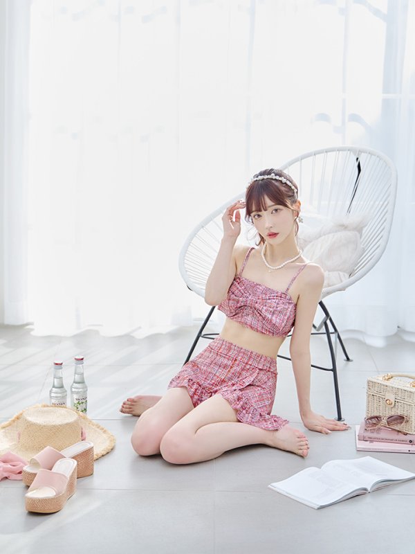 画像12: 【即日発送】【ビキニ】【水着】2WAYツイード柄ビッグリボンビキニ 2点セット[YMT]