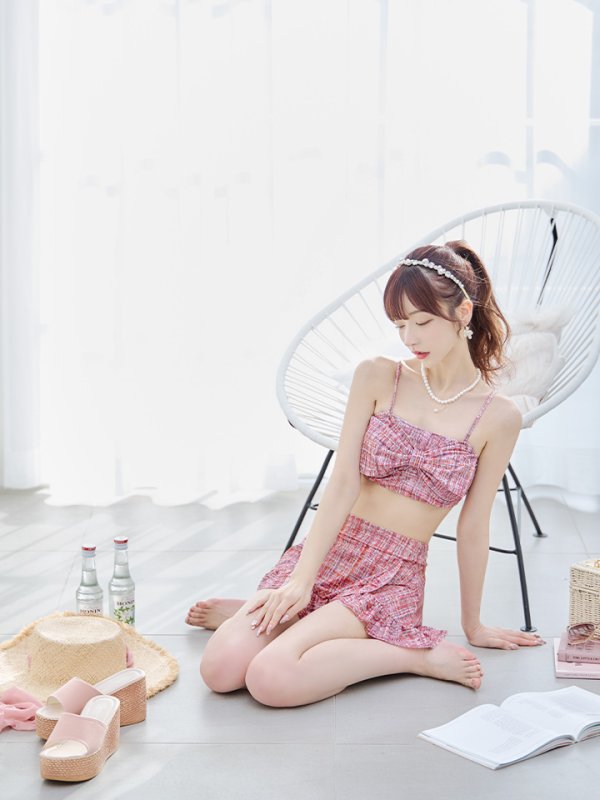 画像13: 【即日発送】【ビキニ】【水着】2WAYツイード柄ビッグリボンビキニ 2点セット[YMT]