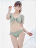 画像45: 【即日発送！】【ビキニ】ドットシアースリーブスカート付きビキニ 3点セット【水着】[YMT]