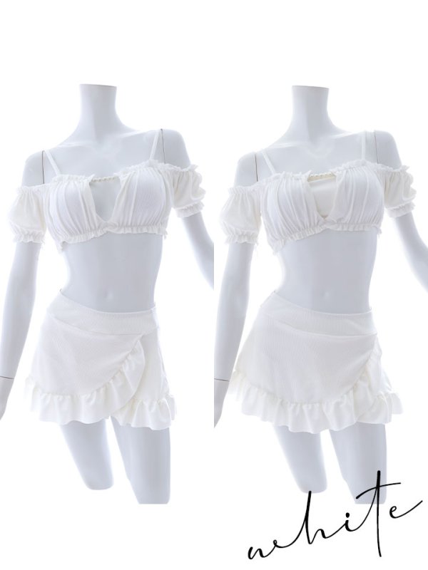 画像33: 【即日発送】【ビキニ】【水着】袖付きシャーリングトップス 4点セット[YMT]