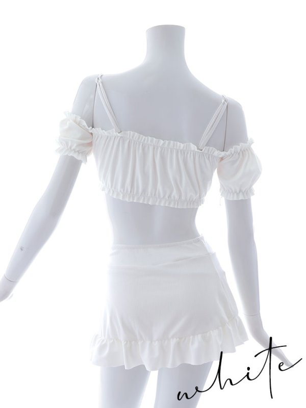 画像34: 【即日発送】【ビキニ】【水着】袖付きシャーリングトップス 4点セット[YMT]