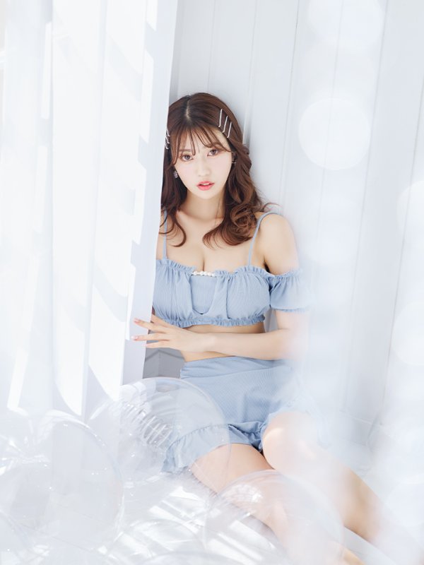 画像27: 【即日発送】【ビキニ】【水着】袖付きシャーリングトップス 4点セット[YMT]