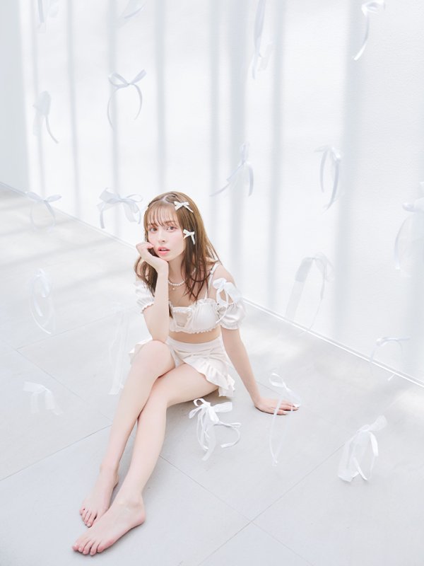 画像21: 【即日発送】【ビキニ】【水着】袖付きシャーリングトップス 4点セット[YMT]