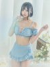 画像2: 【即日発送】【ビキニ】【水着】袖付きシャーリングトップス 4点セット[YMT] (2)