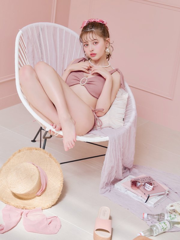 画像13: 【即日発送！】【ビキニ】【水着】肩リボンラウンドパールビキニ 2点セット[YMT]