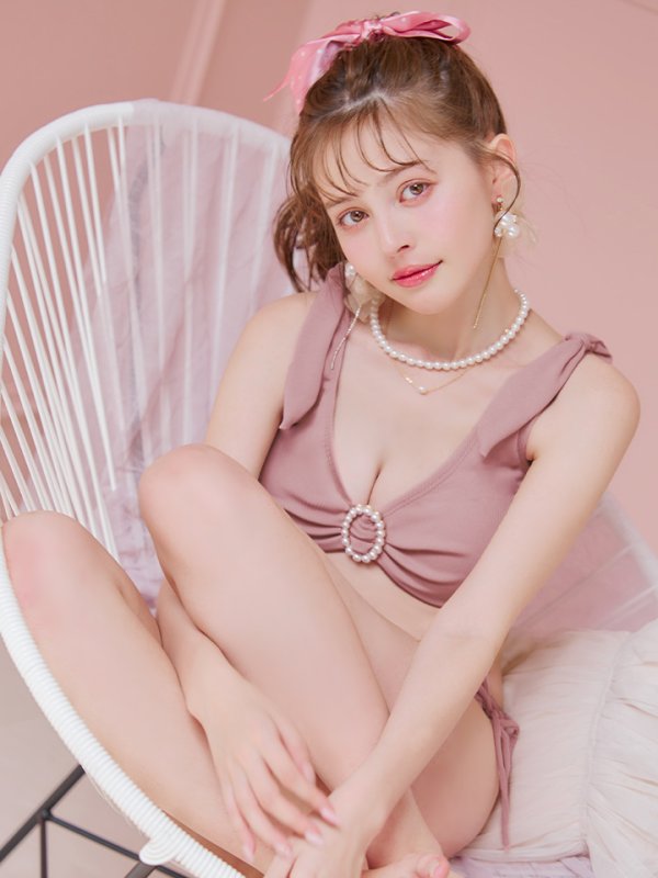 画像19: 【即日発送！】【ビキニ】【水着】肩リボンラウンドパールビキニ 2点セット[YMT]