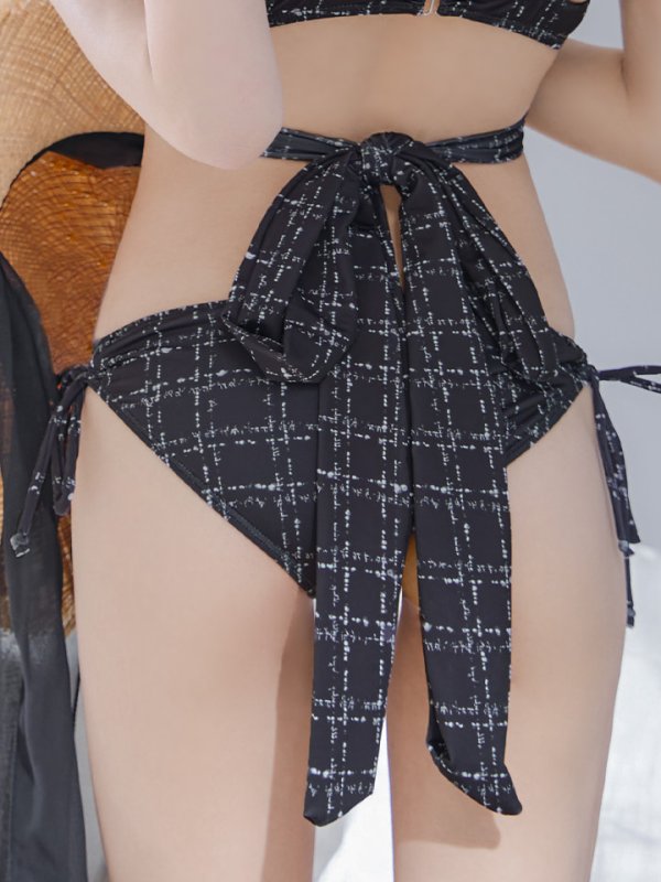 画像40: 【即日発送！】【ビキニ】バックリボン肩フリルツイード柄ビキニ 2点セット【水着】[YMT]