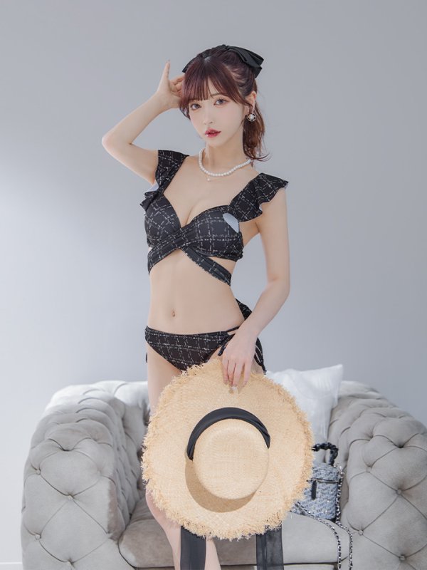 画像27: 【即日発送！】【ビキニ】バックリボン肩フリルツイード柄ビキニ 2点セット【水着】[YMT]
