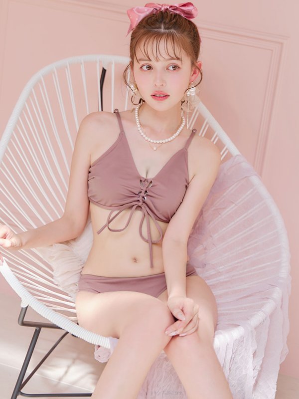 画像26: 【即日発送!】【ビキニ】【水着】レースアップトライアングルビキニ 2点セット[YMT]