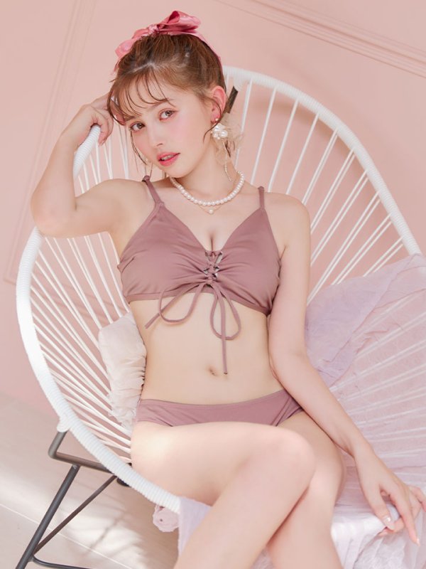 画像28: 【即日発送!】【ビキニ】【水着】レースアップトライアングルビキニ 2点セット[YMT]