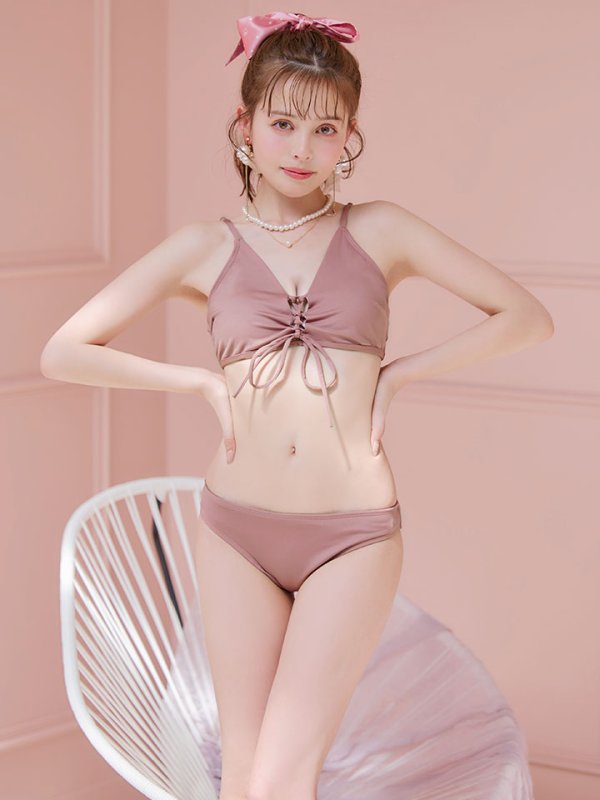 画像16: 【即日発送!】【ビキニ】【水着】レースアップトライアングルビキニ 2点セット[YMT]