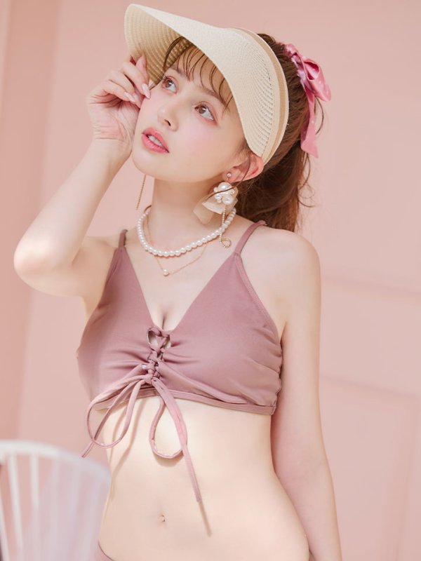 画像21: 【即日発送!】【ビキニ】【水着】レースアップトライアングルビキニ 2点セット[YMT]