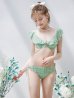 画像33: 【ビキニ】【水着】肩フリルツイード柄ビキニ 2点セット[YMT]