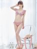 画像4: 【ビキニ】【水着】肩フリルツイード柄ビキニ 2点セット[YMT]