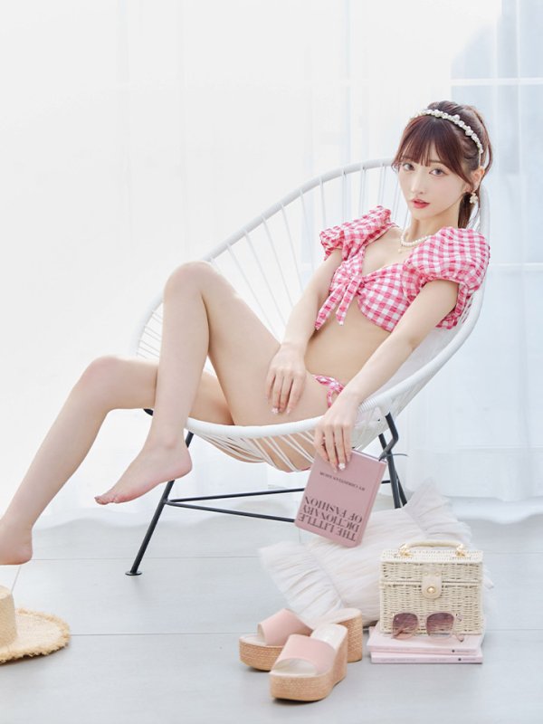 画像30: 【即日発送！】【ビキニ】【水着】ギンガムチェックパフスリビキニ 2点セット[YMT]