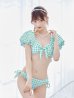 画像1: 【即日発送！】【ビキニ】【水着】ギンガムチェックパフスリビキニ 2点セット[YMT] (1)