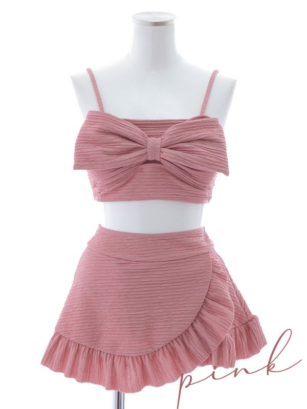 画像28: 【即日発送！】【ビキニ】【水着】ワッフル生地ビッグリボンビキニ 4点セット[YMT]