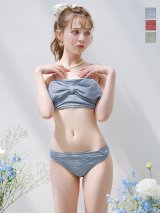 【即日発送！】【ビキニ】【水着】ワッフル生地ビッグリボンビキニ 4点セット[YMT]